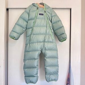 Patagonia Infant Hi-Loft Down Sweater Bunting Seafoam Green 12-18 months